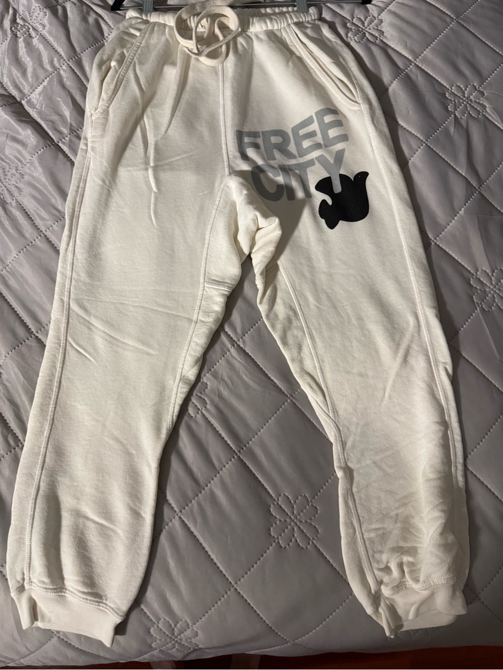 freecity Cream/Gray Logo Sweatpants